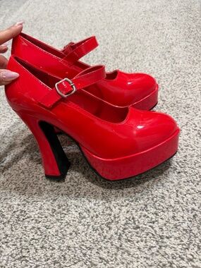 Red Patent Mary Jane Platform Costume Heels
